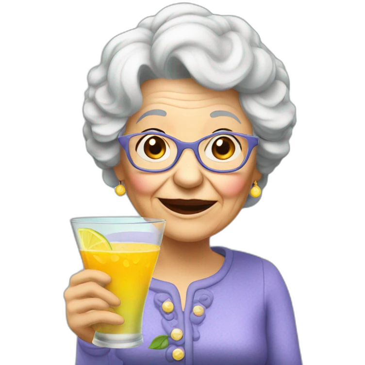 granny drink many coctail emoji