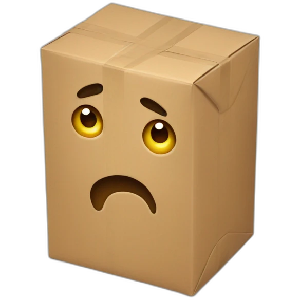 Package with a confused expression emoji