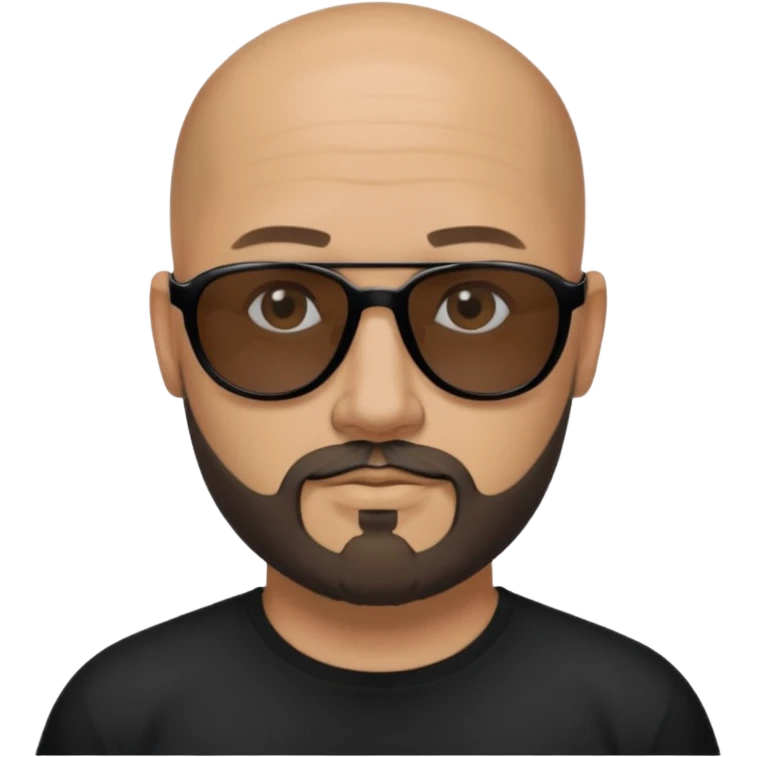 Bald man, wearing black fashion sunglasses, goatee beard emoji