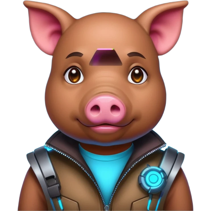 cyberpunk neon colorful wearring pig emoji