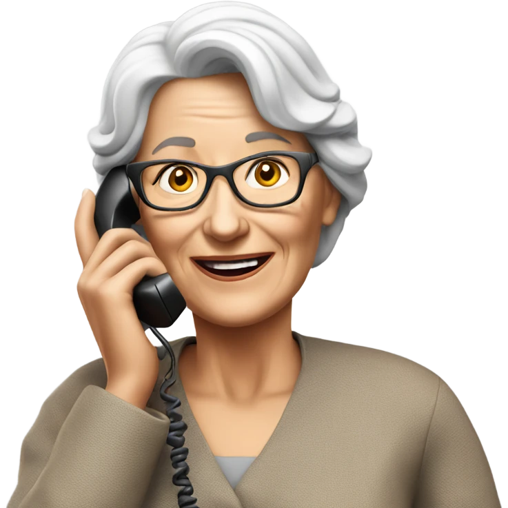 3d hyper realistic senior woman speaking on the phone  emoji