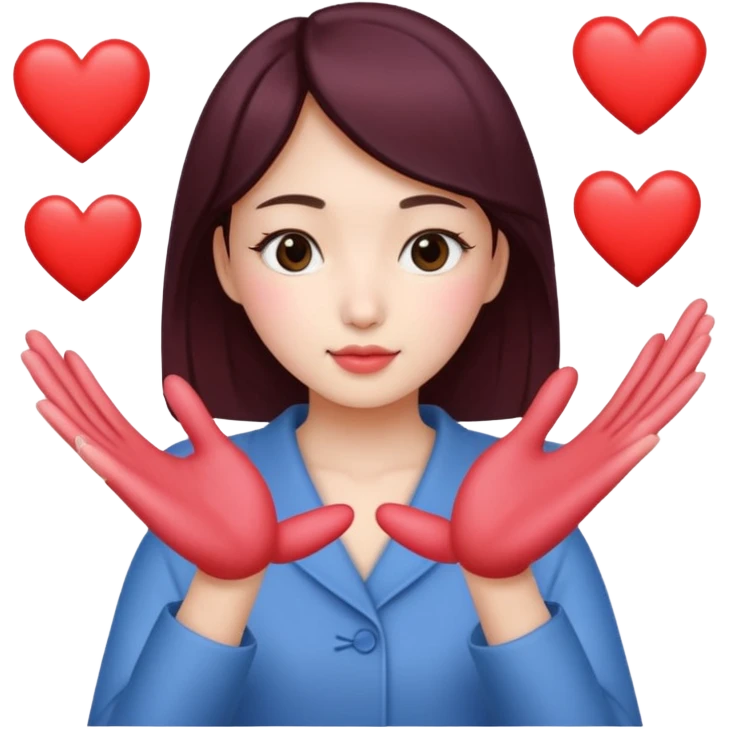 make me a women that is doing the Korean hearts  emoji