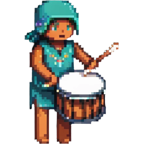 a person beating a drum for sahur in pixel art style emoji