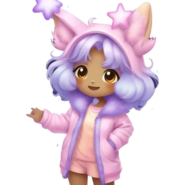Anthro Cute Gorgeous Petite Shiny Colorful Pastel Glitter Sparkle Stars Gradient Anime Chibi Animal-Fakémon-Pokémon-Hybrid Fur Sona Aesthetic Trending Style Full Body emoji