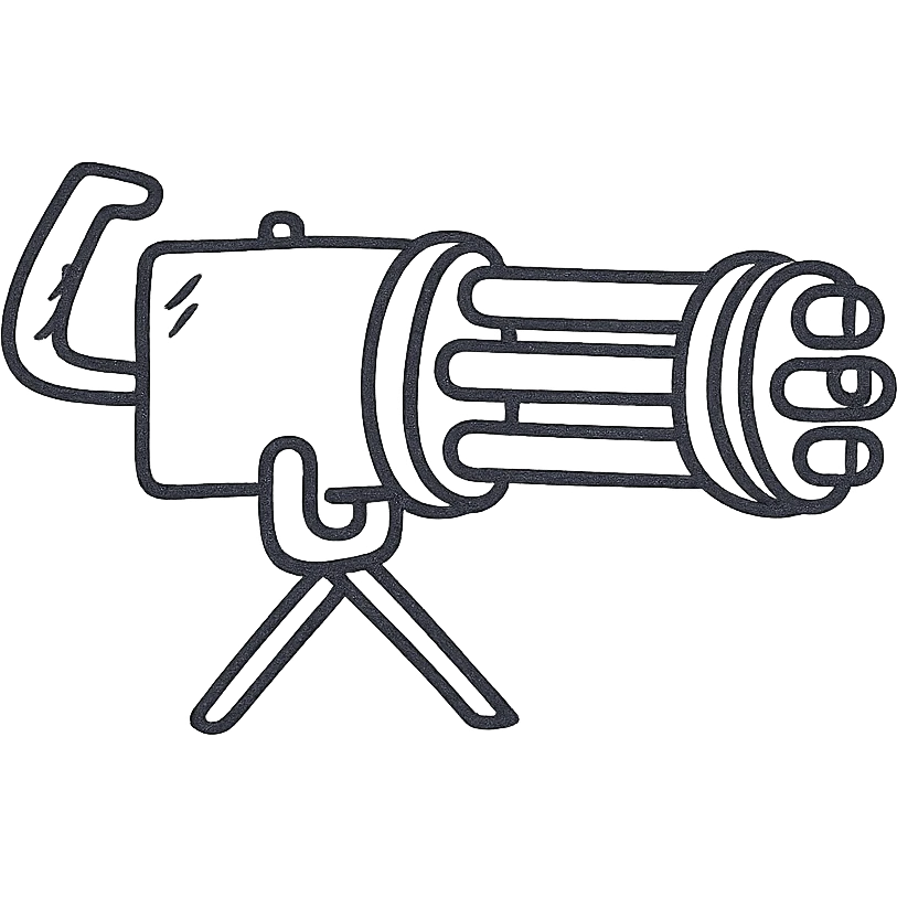 hand drawn outlined gatling gun icon emoji