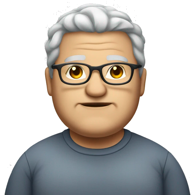 Fat man grey hair with glasses  emoji