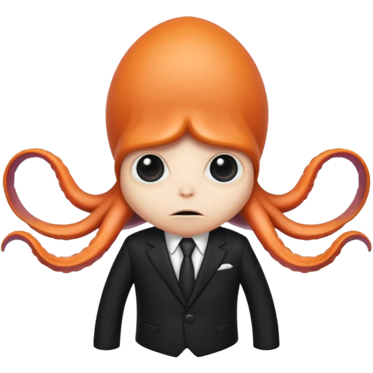 Cool squid with a black suit emoji