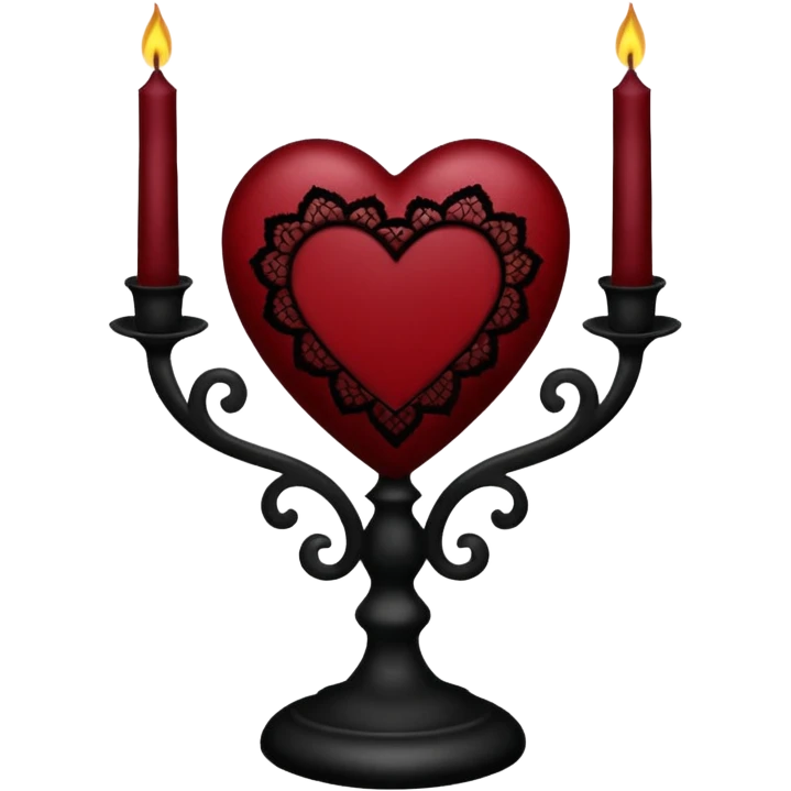 goth themed heart with a black lace candleholder emoji
