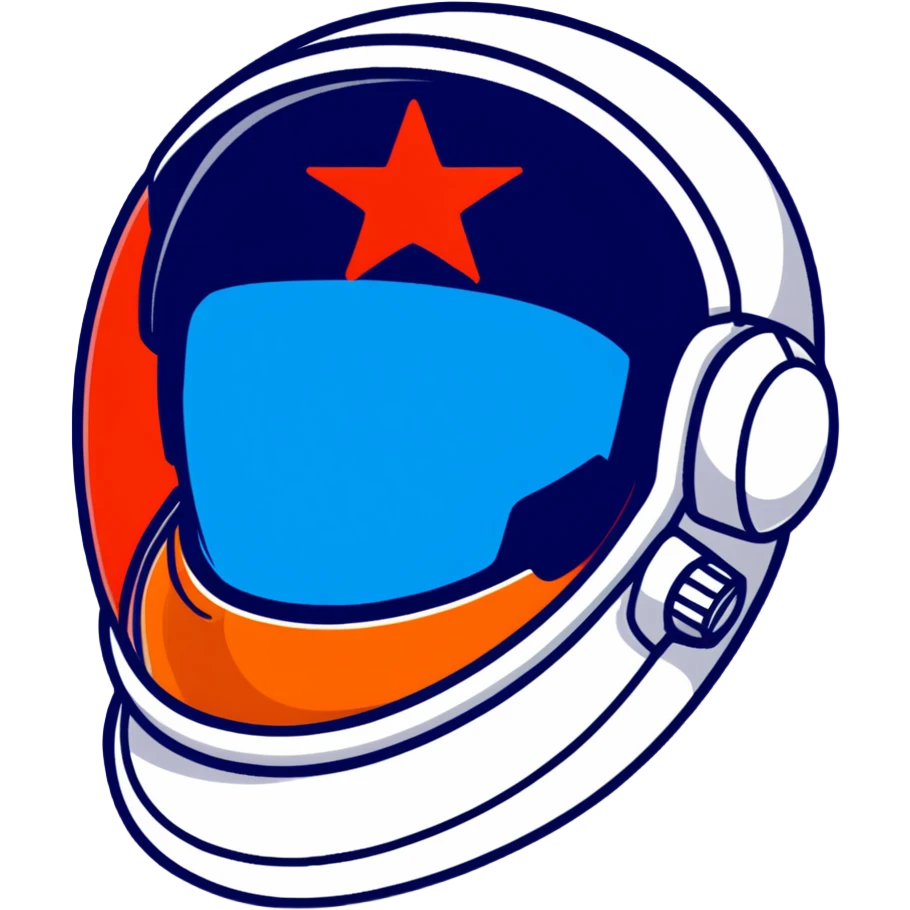 Blue space helmet with red star reflection on visor emoji