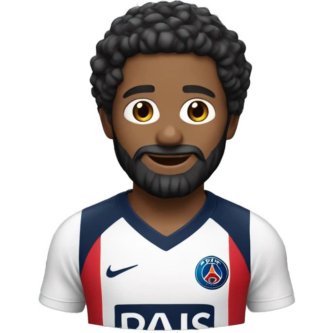 Singe avec le maillot du psg homme blanc cheveux noirs barbe noire et yeux bleus emoji