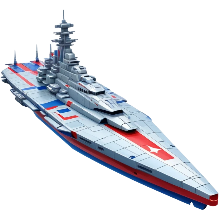 Enormous Russian battle cruiser spaceship with red white and blue markings emoji