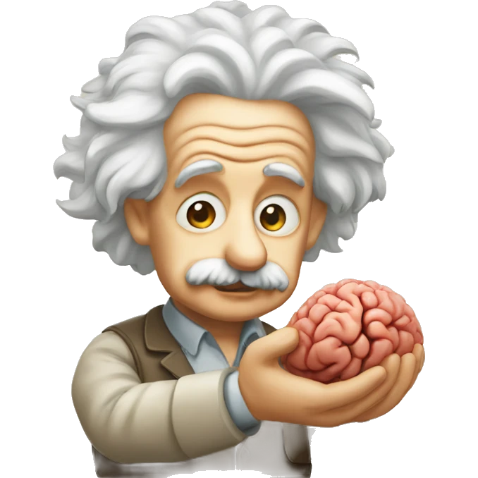 albert einstein holding brain in his hands emoji