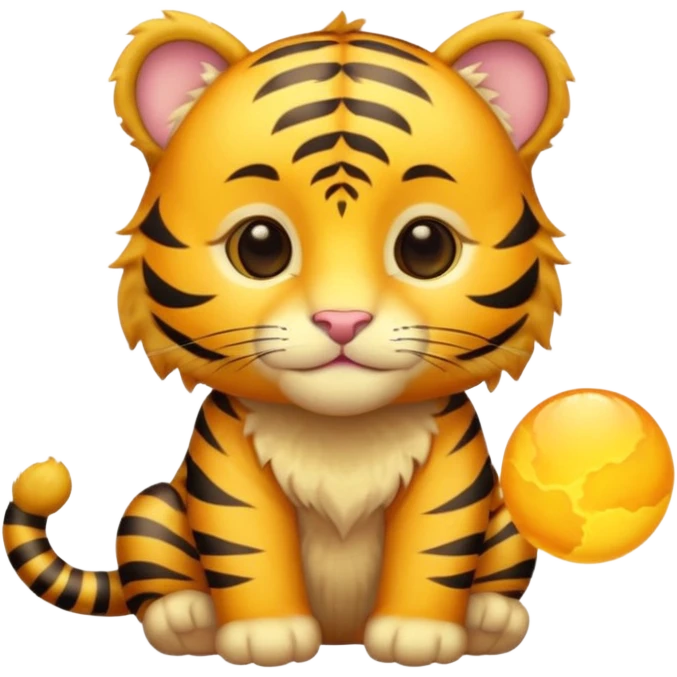 Baby Gold tiger holding a sun ☀️🐯 emoji