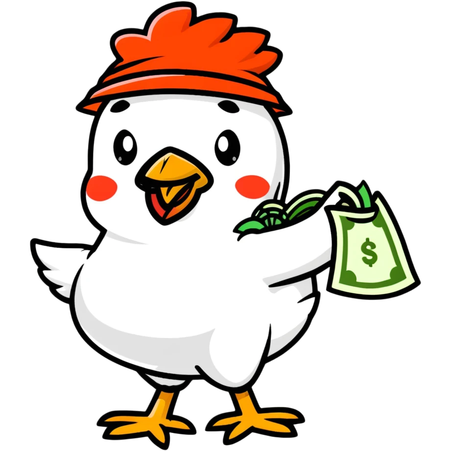 cool chicken gangster with money and bling emoji