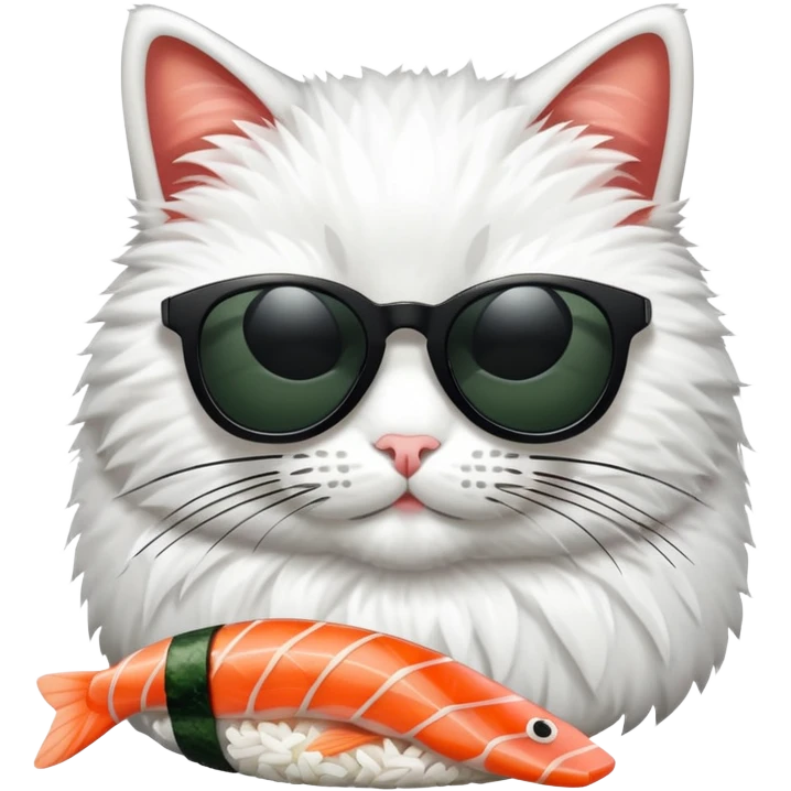 cat wearing sunglasses made of sushi emoji