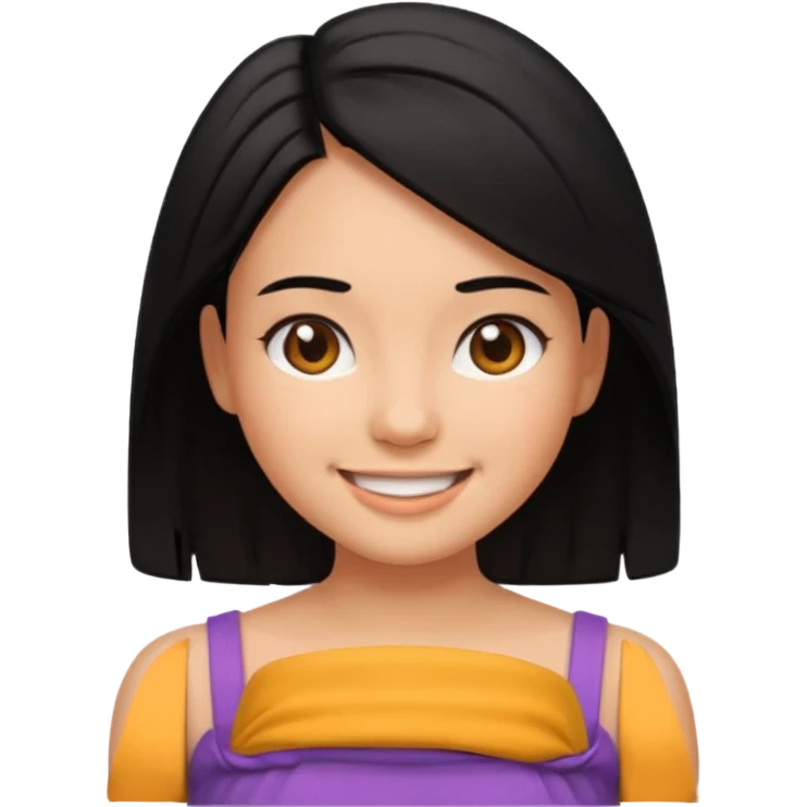 girl emoji with black hair worn down, tan skin, wearing a sleeveless and strapless top emoji