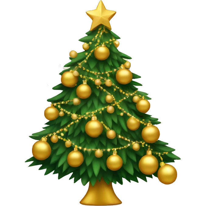 Christmas tree with golden balls and a garland emoji