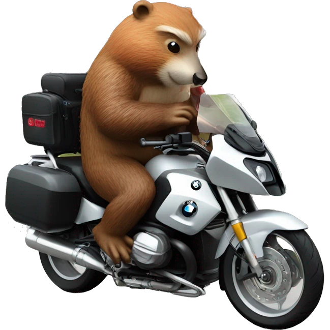 Buccees beaver riding a bmw s1k emoji
