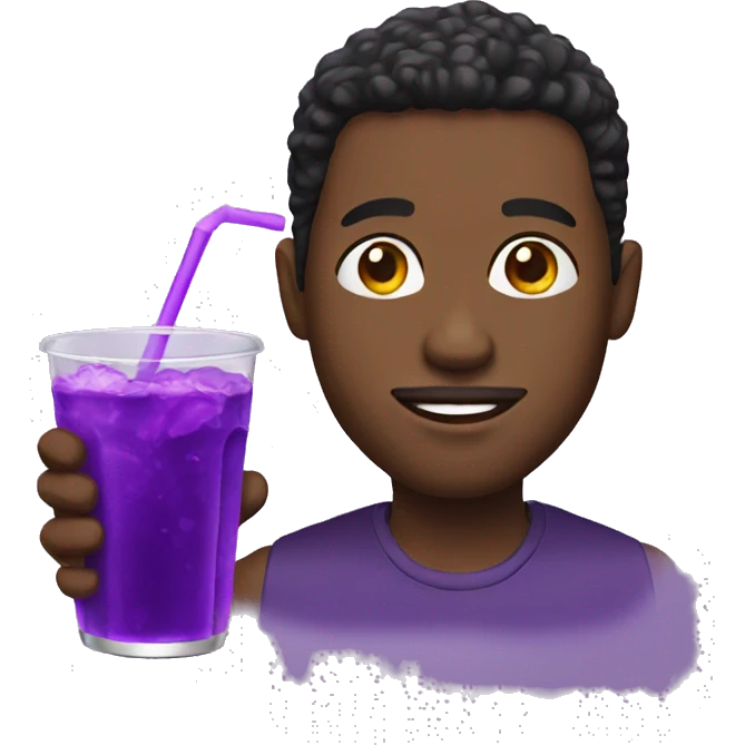 Black man with purple drink emoji