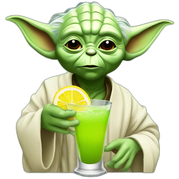 Yoda drinking cocktail emoji