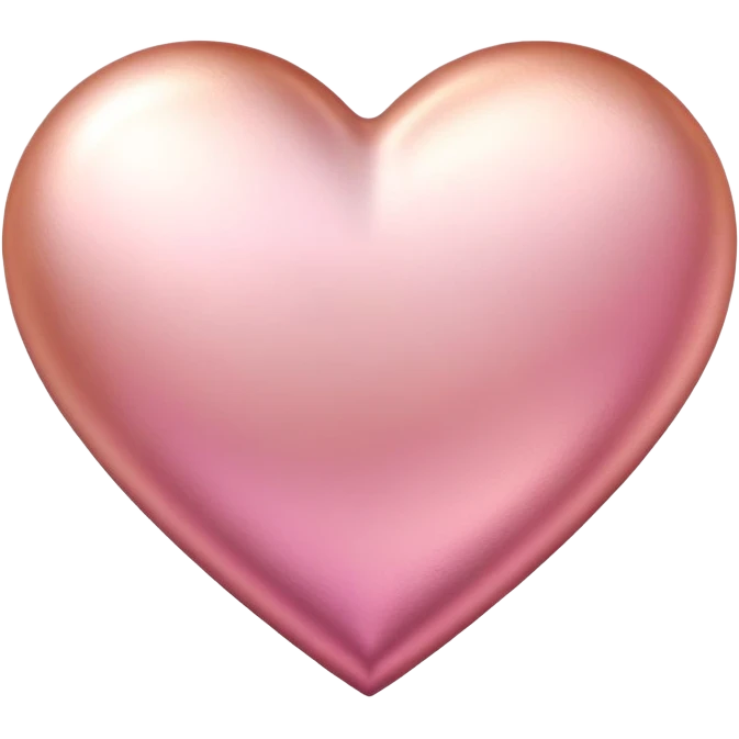 Rose gold heart with gradient pink tones, metallic texture emoji