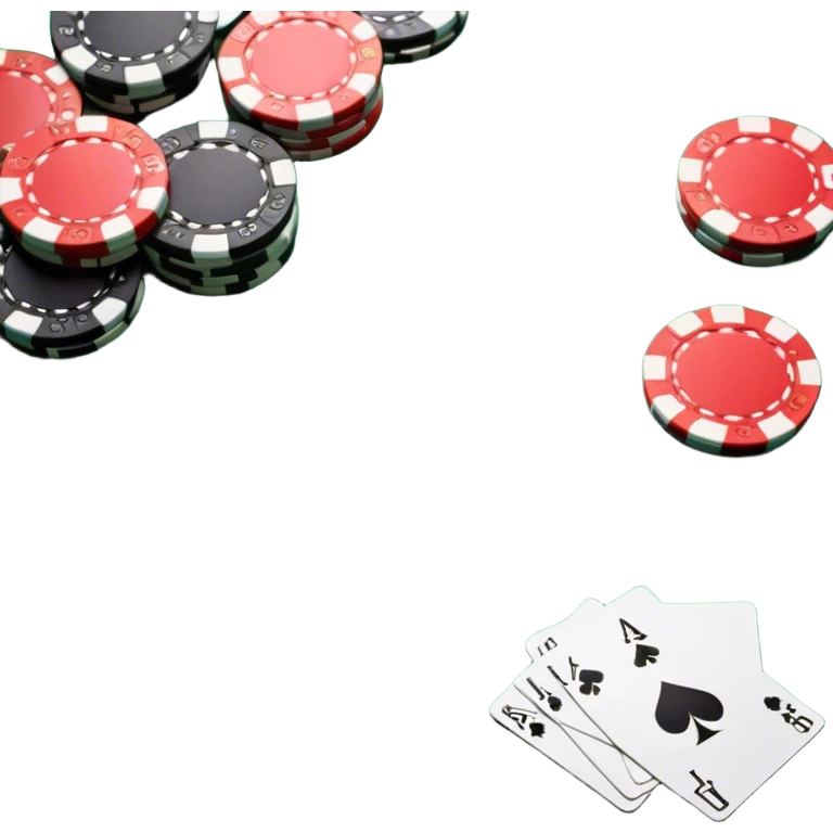 A photorealistic icon featuring playing cards and a stack of poker chips on a green felt table. Bright, detailed design with realistic textures and lighting. Transparent background, clearly symbolizing card games and strategy. emoji