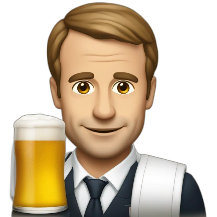 Macron avec une bière emoji