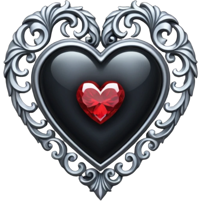 goth themed heart with a dark crystal emoji