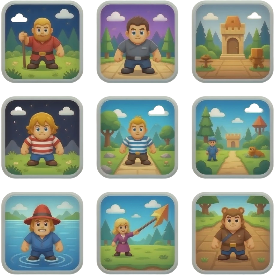 icone avec a l interieur des petite photo qui montre des screen de jeux video emoji