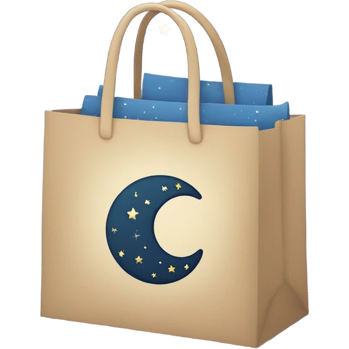shopping bag with moon and stars on it emoji