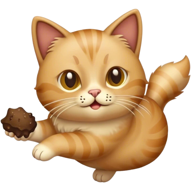 cat holding poop while flying emoji