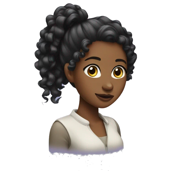 Black girl with curly ponytail emoji