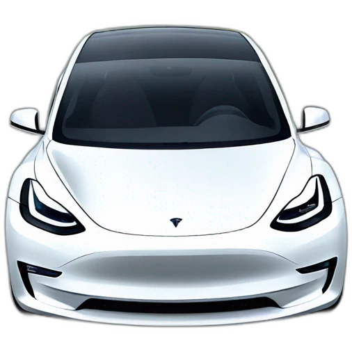 white tesla model 3 driving down a road emoji