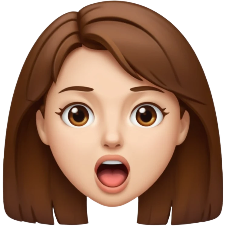 Woman brown hair. Mouth open. Not smiling emoji