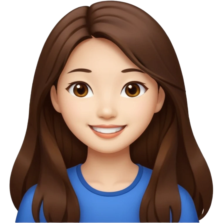 brown long hair, Asian girl, beauty emoji