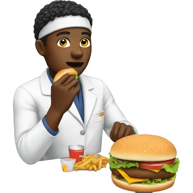 black technologist eating a burger emoji