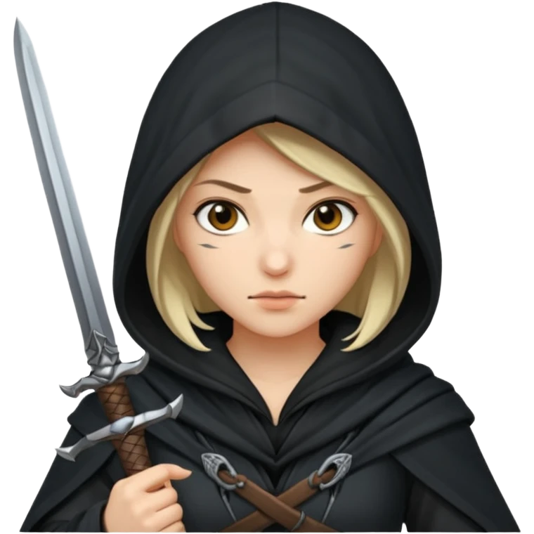 asasin woman with hood and sword emoji