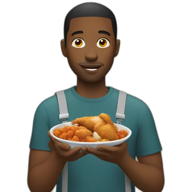 black man eating chicken emoji