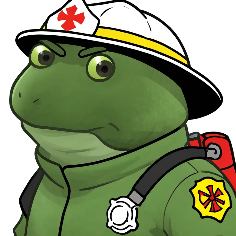 bufo in a fire fighter suit emoji