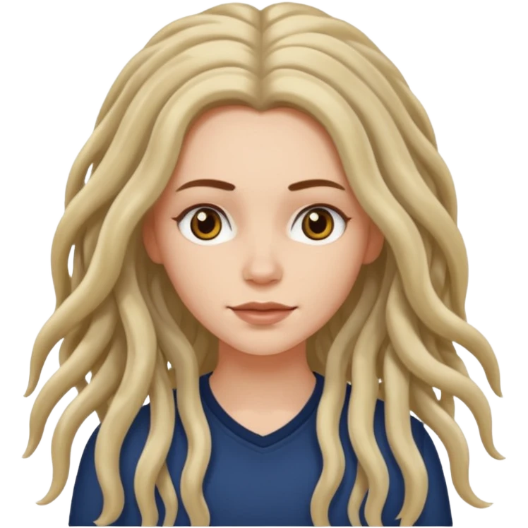 white girl, long wavy hair,  just some dreadlocks  emoji