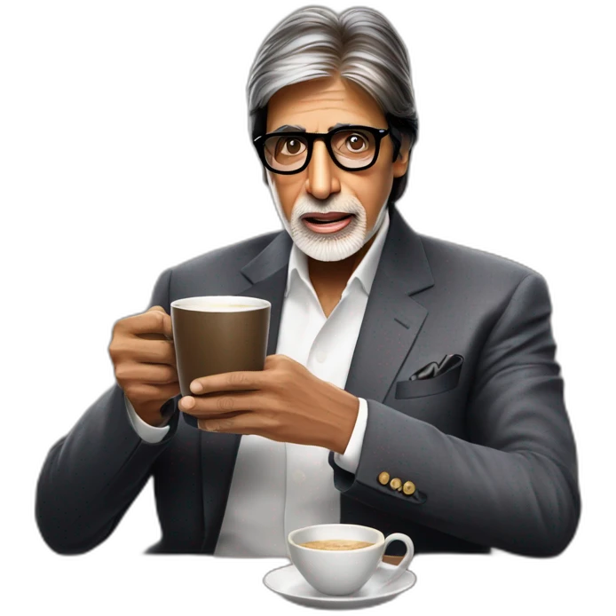 Amitabh Bachchan drinking coffee like a boss emoji