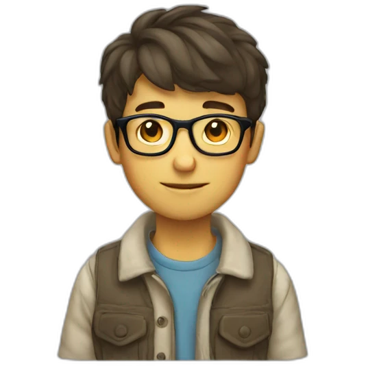 Boy with glasses short hair nerd emoji