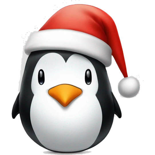 Penguin with santa hat emoji