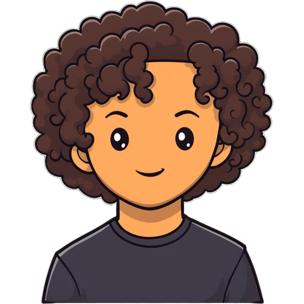 tan teenager with curly dark brown hair emoji