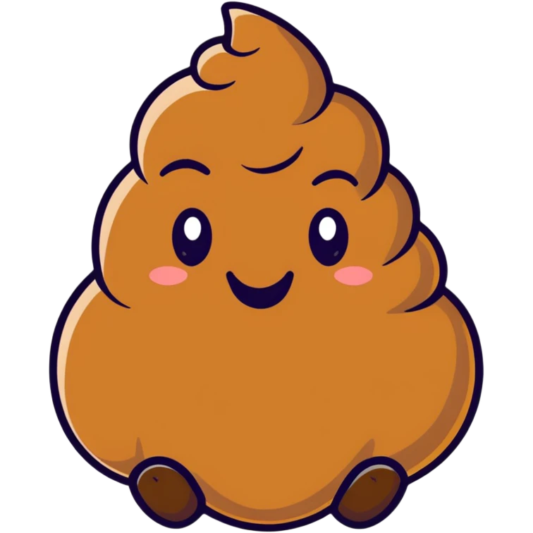 happy poop cartoon sticker, smiling emoji