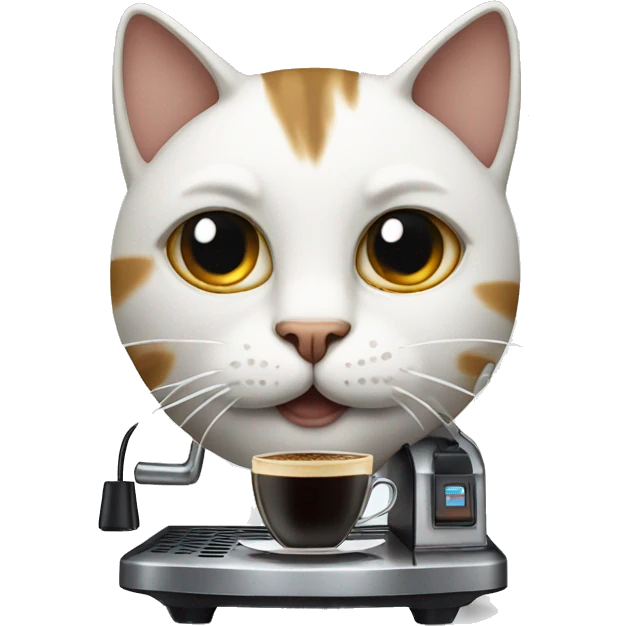 Cat that transforms into a coffee machine emoji