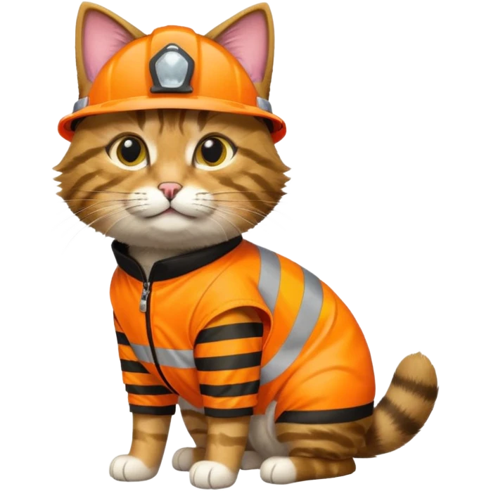 tabby cat standing in hi-vis clothing facing right emoji