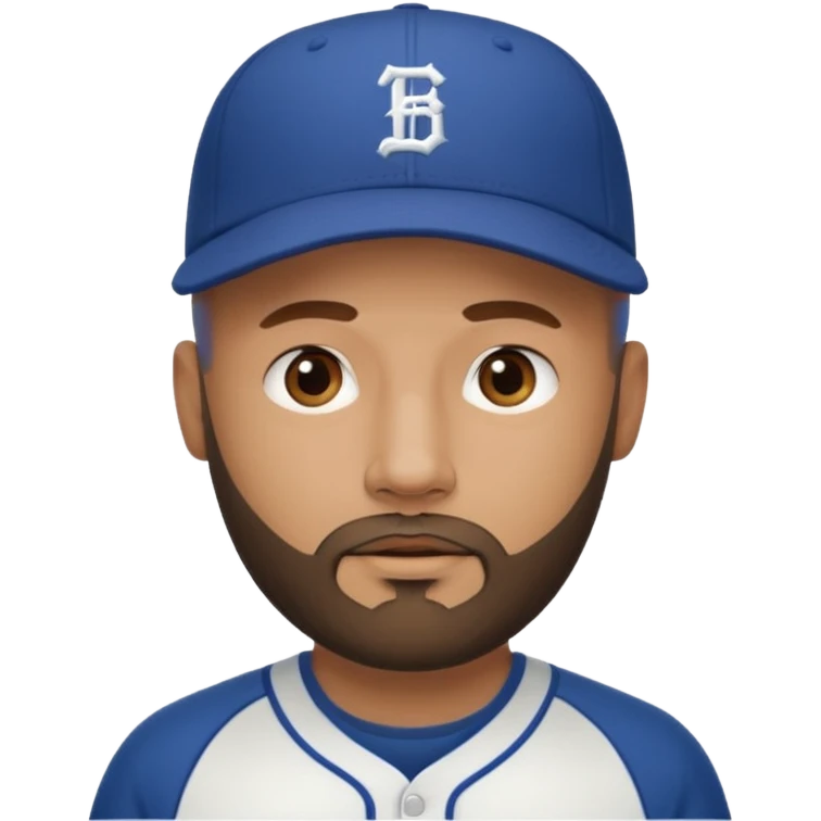 Man with bald head and beard wearing a baseball cap emoji