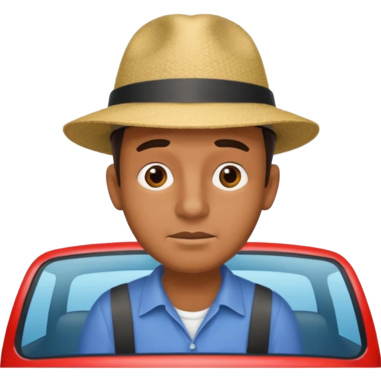 homme créole réunionnais  avec chapeau embouteillage route  emoji