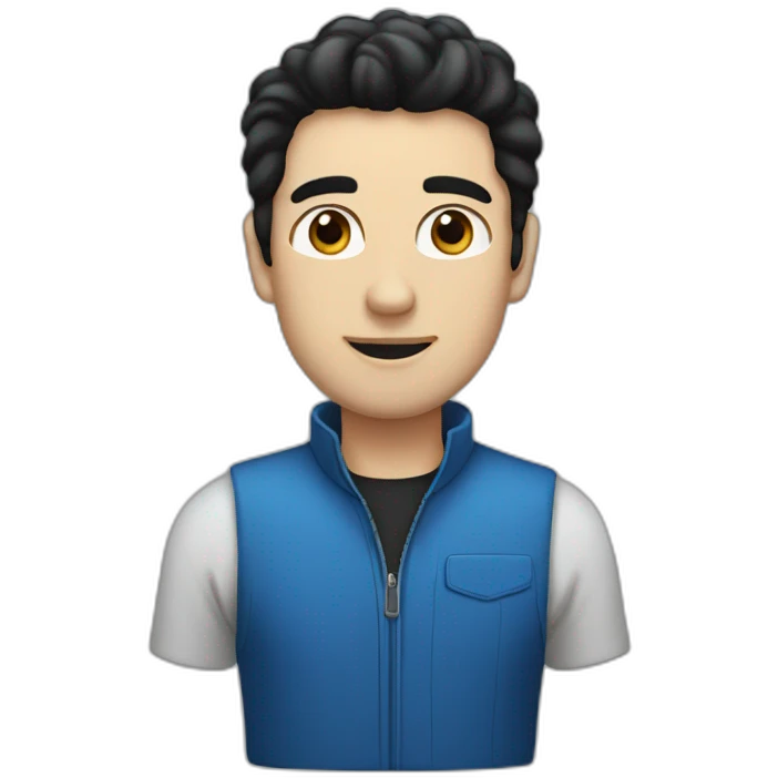 A man with black hair and blue eyes who likes cars emoji